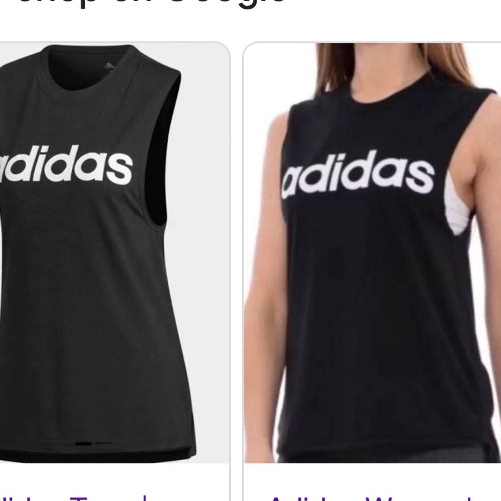 Adidas women long muscle top black with white logo. Size S